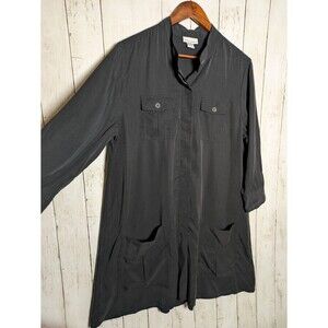 Soft Surroundings Black Button Front Tunic Shirt Jacket Womens Large Lagenlook